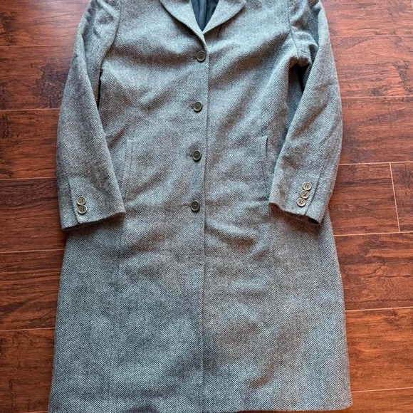 Amanda Smith Jackets & Blazers - VINTAGE TIMELESS AMANDA SMITH SAGE GREEN HERRINGBONE WOOL  TRENCH COAT WOMENS 12